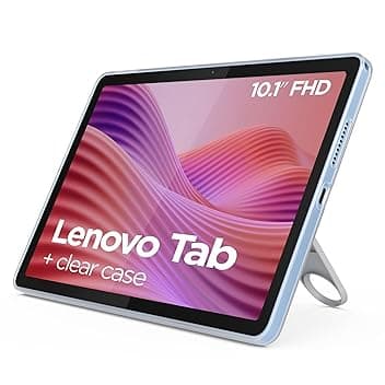 Lenovo Tab, Display 10.1" FHD, Processore Mediatek Helio G85, RAM 4GB, Memoria 128GB, WiFi 6, Tablet Android 14, Clear Case incluso - Polar Blue