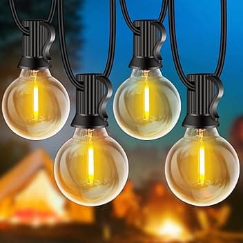 Rintea Catena Luminosa Esterno, 20M Luci da Esterno Giardino con 30+2 LED 0.6W Catene Lampadine 2700K Bianco Catena LED Luci da Esterno Impermeabile per Natale, Matrimonio, Festa, Giardino, Patio Etichetta Energetica