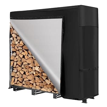 NALONE legnaia da esterno con coperchio impermeabile,portalegna da esterno Metallo per lo stoccaggio del legno legnaia da (4FT)