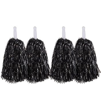 2 paia di pompon da cheerleader, in plastica, a forma di fiore, per calcio, basket, tifo, danza, decorazione per competizioni sportive, festival, celebrazioni, balli in maschera, feste (nero)