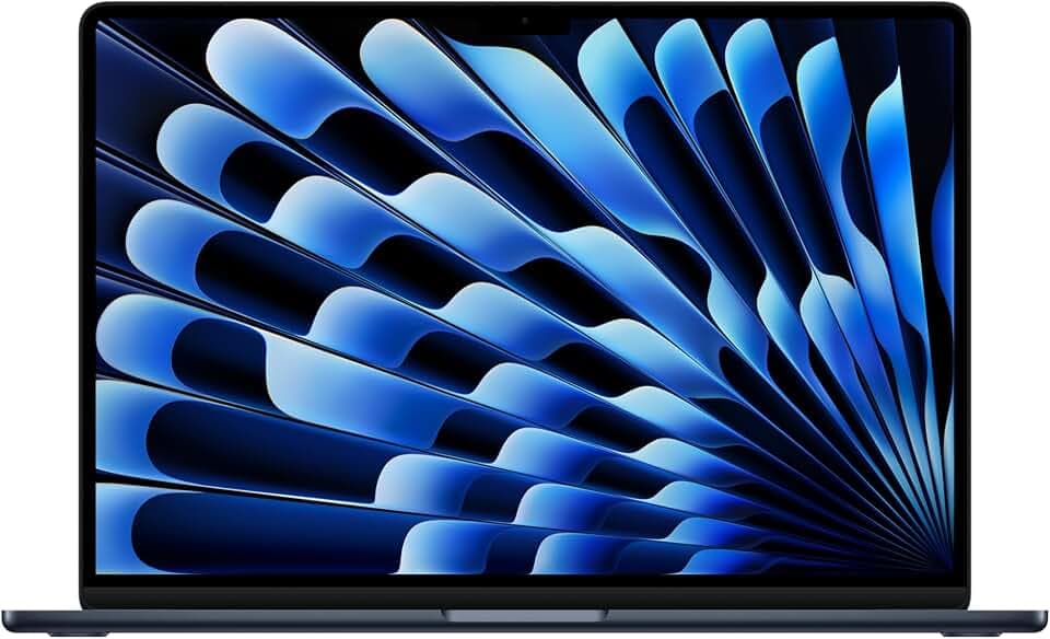 Apple Portatile MacBook Air 15'' con chip M4 (2025): progettato per Apple Intelligence, display Liquid Retina da 15,3'', 16GB di memoria unificata, 512GB di archiviazione SSD, Touch ID; Mezzanotte