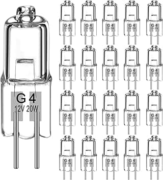 Jewan Lampadine Alogene G4 (20 pezzi) 20W 12V 280LM 2800K Luce bianca calda Dimmerabile 360° lampadine g4 lampadina alogena Per la sostituzione di lampadari di cristallo, da Cucina