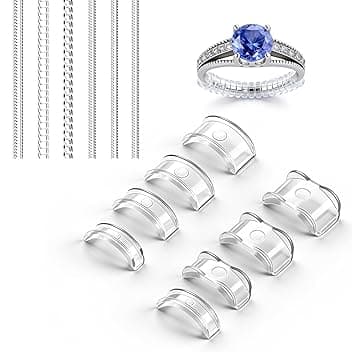 Jasjfasd 14 Pezzi Ferma Anello Silicone, Stringi Anello Invisibile, Misura Anelli, Riduttore Regolatori Regolatore Fermanello Restringi, Clear Ring Sizer Adjuster per Anelli Allentati Uomo Donna