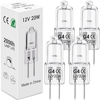 BROTOU 4 Pezzi Lampadine G4 Alogene 12V 20W 2800K 300LM, Bianco Caldo Dimmerabile per Forno, Lampadario, Applique, Salone, Camper, Camera, Bagno