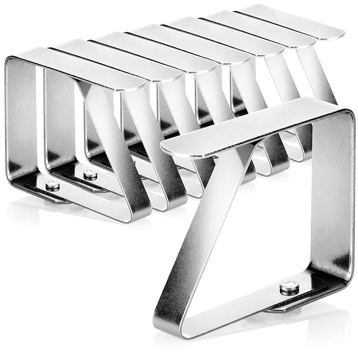 com-four® 8X Clip per tovaglie in Acciaio Inossidabile - Porta Panni Resistenti alle intemperie - Clip da Tavolo per Interno ed Esterno - Morsetti da Tavolo - Clip in Metallo