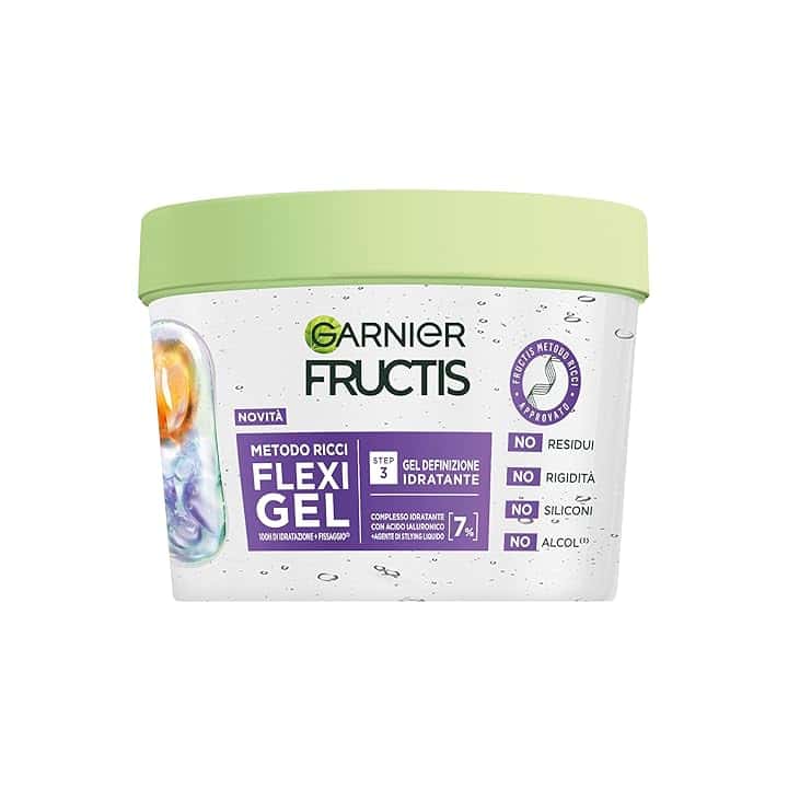 Garnier Fructis Metodo Ricci Flexi Gel, Per Onde, Boccoli e Ricci, Idratazione e Definizione, Senza Residui Sui Capelli, Con Acido Ialuronico e Agente di Styling Liquido, 370 ml
