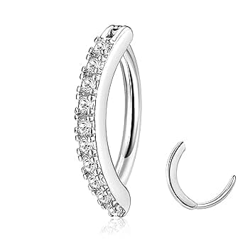 JeryWe Piercing Ombelico,14G Ombelico Piercing Acciaio Chirurgico,Argento Oro Piercing Ombelico Anallergico, CZ Opale Clicker Ombelico Anello Set 10/12mm ClimeCo Certified
