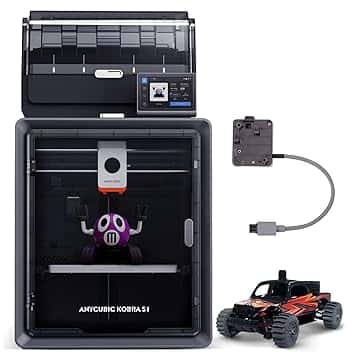 ANYCUBIC Kobra S1 Combo Stampante 3D, Stampante FDM Multicolore, 600 mm/s ad Alta Velocità, Costruzione CoreXY Chiusa, Asciugatura Attiva, LeviQ 3.0, Compatibile con Filamenti PLA/PETG/ASA/ABS