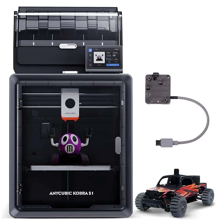 ANYCUBIC Kobra S1 Combo Stampante 3D, Stampante FDM Multicolore, 600 mm/s ad Alta Velocità, Costruzione CoreXY Chiusa, Asciugatura Attiva, LeviQ 3.0, Compatibile con Filamenti PLA/PETG/ASA/ABS