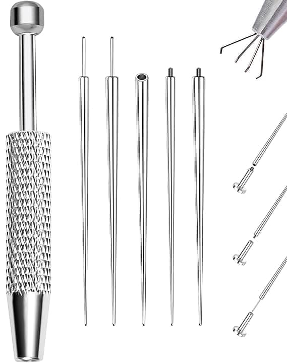 OUFER 6PCS Set di Presa a Sfera, Strumento di Apertura per Sfere di Piercing, 16G 18G Piercing Guiding Needle Tool, Chirurgenstahl Accessori per Piercing a Orecchio e Naso Labret ClimeCo Certified