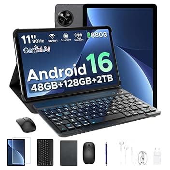 P11 Android 16 Tablet 11 Pollici, 48GB RAM+128GB ROM (2TB TF), 90Hz, T7250 Octa-Core, 8800mAh, 13MP+5MP, Gemini AI, Widevine L1, Face ID, GPS, FM, Tablets con Tastiera e Penna, Nero