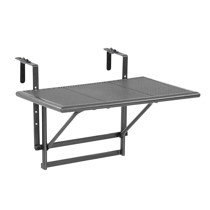 Greemotion 416505 Tavolino Pieghevole da Balcone, Regolabile in Altezza, Grigio, Piccolo