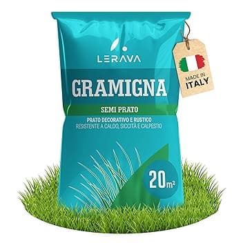 LERAVA Semi Gramigna per Prato (200 g) - Copertura 20 m² - Semi gramignone resistenti alla siccità - Ideali per prati mediterranei e costieri - Consumo d’acqua 20% ridotto