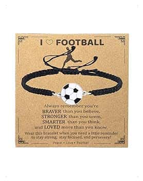 KONFEN Set di 1/2 Braccialetti da Calcio per Bambini, Braccialetti dell'Amicizia Regolabili, Braccialetto Intrecciato da Calcio Regolabile, Regalo di Football per Bambini Sportivi, Adolescenti