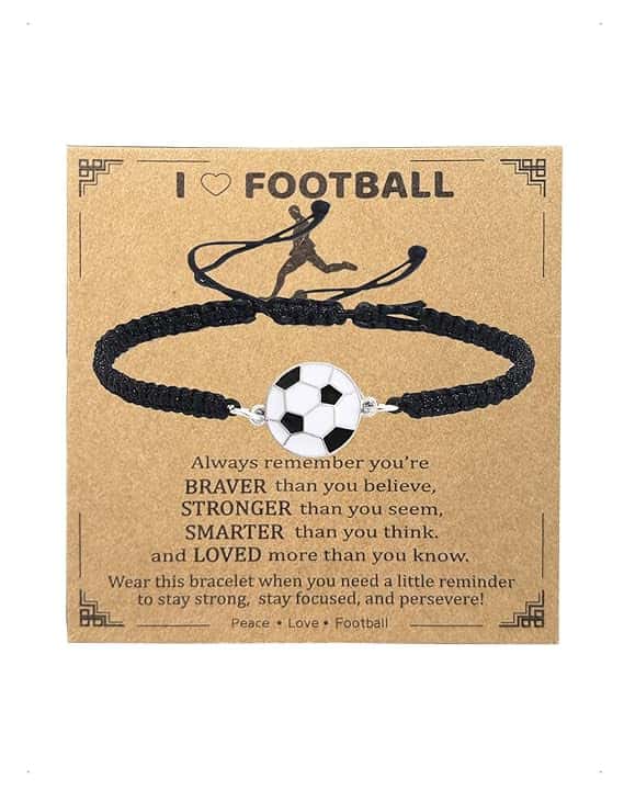 KONFEN Set di 1/2 Braccialetti da Calcio per Bambini, Braccialetti dell'Amicizia Regolabili, Braccialetto Intrecciato da Calcio Regolabile, Regalo di Football per Bambini Sportivi, Adolescenti
