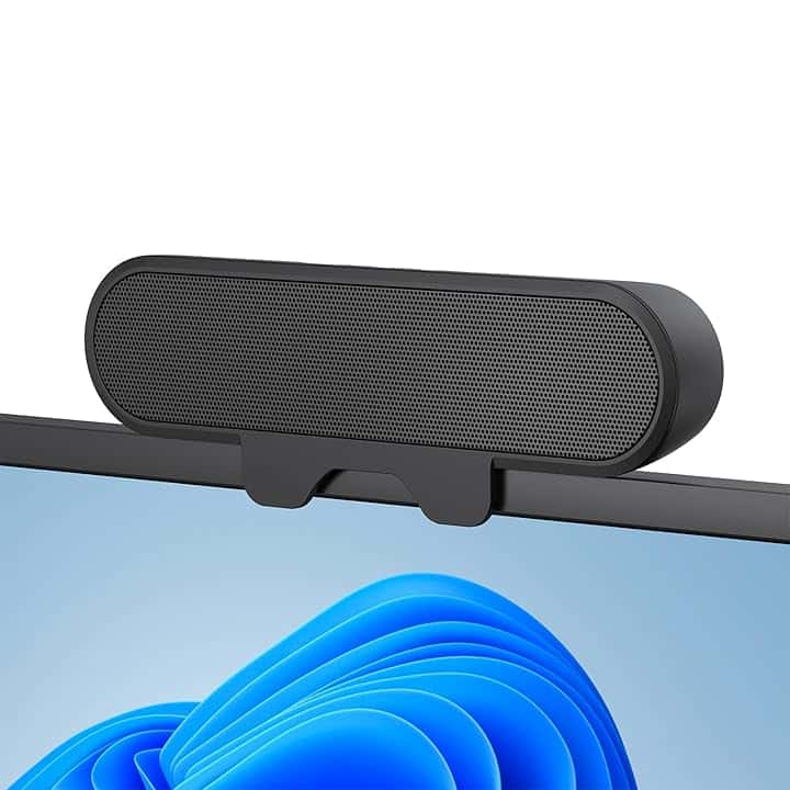 Inwa Altoparlante per PC, Monitor USB con Clip on, 10 W con Audio HD, Clip per 5-30MM Monitor, Altoparlante per PC, Laptop, Cellulare, Desktop, Outdoor, Plug and Play (Nero)