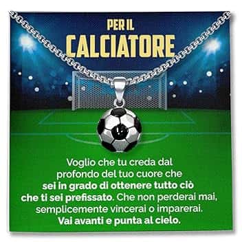 SOFIA FERRER Regalo Bambino 7, 8, 9, 10, 11 Anni Maschio, Collana Ragazzo Acciaio, Regali Ragazzo 12 Anni, Ciondolo Calcio Bambino, Regalo Bimbo Maschio, Natale, Figlio, Nipote
