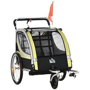 HOMCOM Rimorchio Bici per Bambini e Passeggino Design 2 in 1