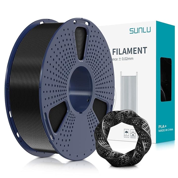 SUNLU Filamento PLA+ 1.75 mm per Stampante 3D e Penne 3D, Filamento PLA Plus 1KG,Neatly Wound, Precisione di Tolleranza del Filamento +/- 0.02 mm (Nero) Global Recycled Standard