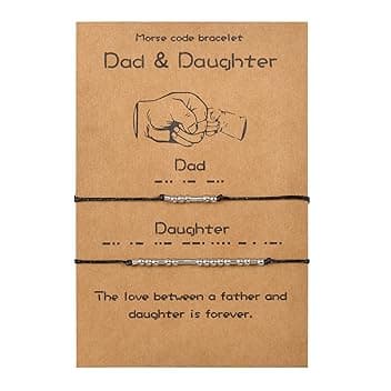 VU100 2/3/4 Codice Morse Bracciale Set Regalo Festa del Papà Regalo Gioielli Fatti A Mano Formato Regolabile Fatto A Mano per Papà Mamma Figlio Figlia Famiglia