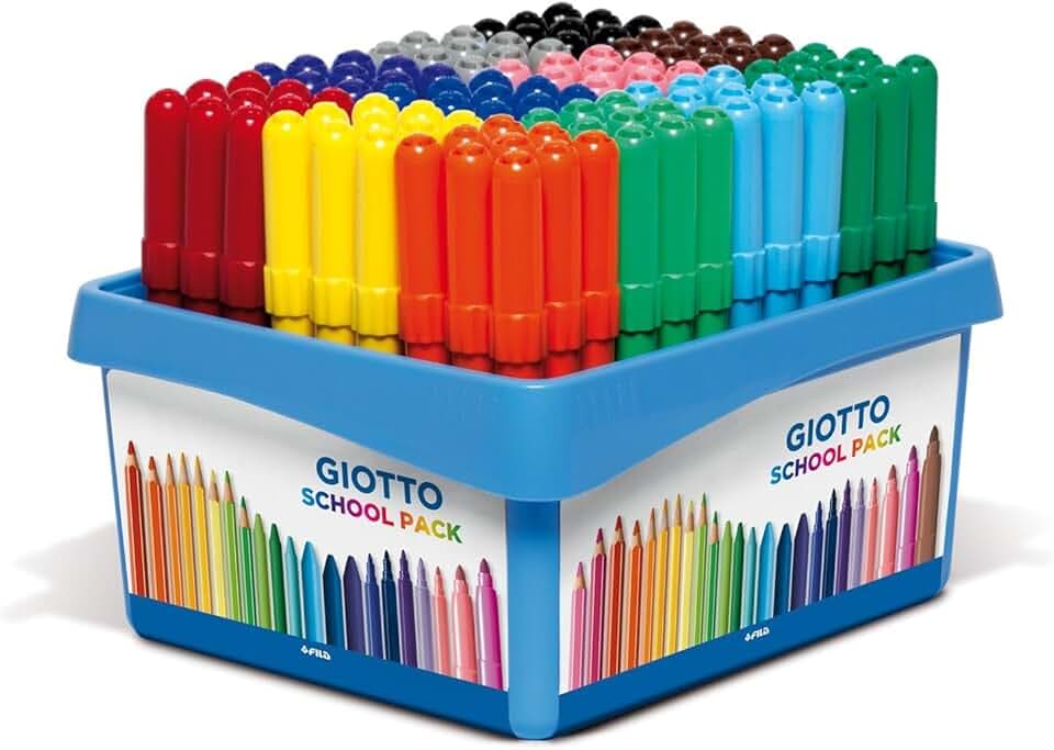 GIOTTO Turbo Maxi - Confezione per la Scuola da 108 Pennarelli a Punta Larga, 5mm, Colori Assortiti