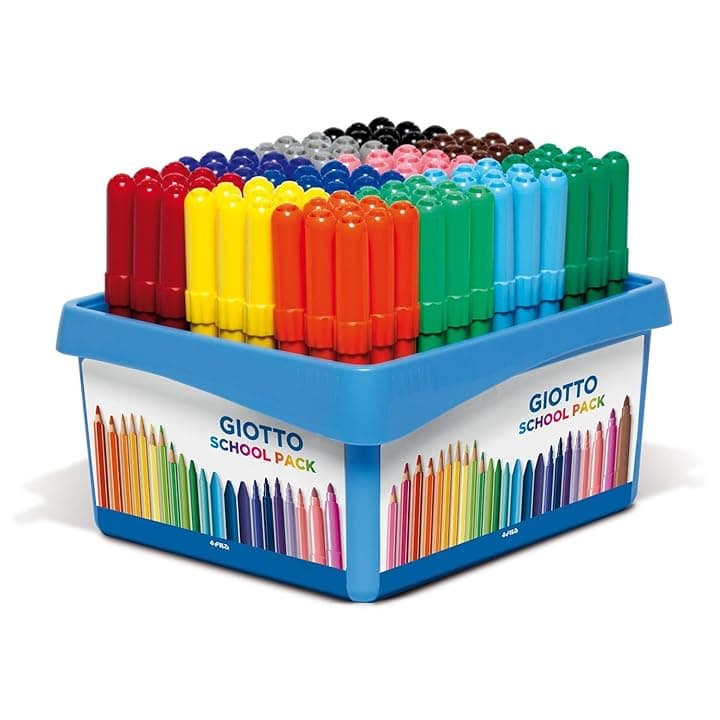 GIOTTO Turbo Maxi - Confezione per la Scuola da 108 Pennarelli a Punta Larga, 5mm, Colori Assortiti