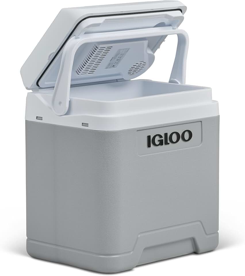 IGLOO IE27 Frigo Elettrico, 12V e 230V, 27L – Mini Frigorifero Compatto per Auto, Campeggio, Viaggi, Barca e Festival – Leggero, Portatile, con Vano Portacavo e Modalità Eco/Max