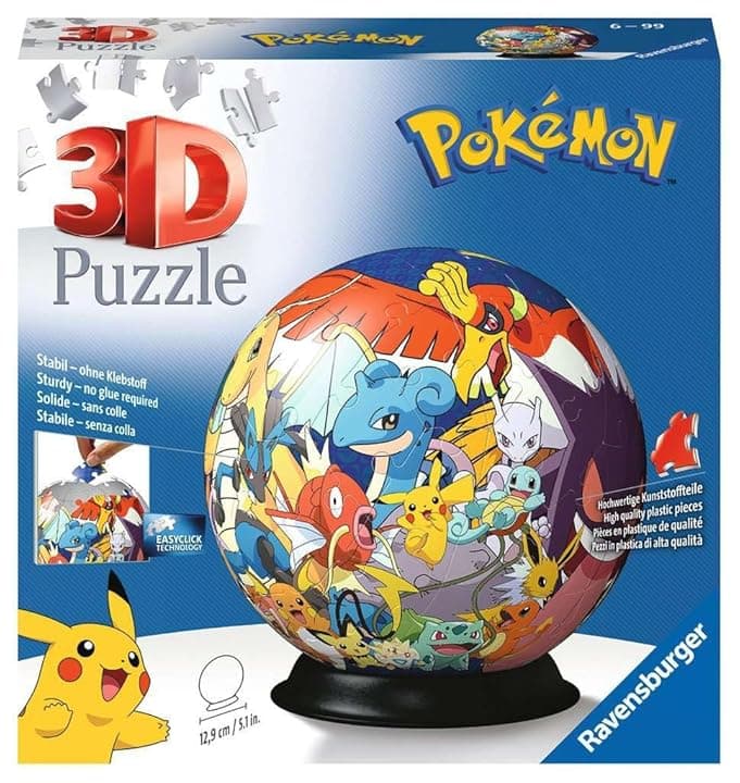 Ravensburger - Puzzle 3d Pokemon 72 pezzi, Puzzle 3d bambini 6 anni o più, Giochi bambini 6 anni, Collezione Pokemon, Giochi divertenti, Idee regalo