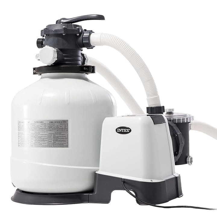 Intex 26652 – Pompa Filtro a Sabbia Krystal Clear, Flusso d'Acqua 12000 L/h, Flusso di Sistema 9200 L/h, Plastica, Bianco