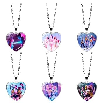 TCRZHHRX Set da 6 Collane a Cuore K-Pop Anime Demons Hunters - Collana Amicizia Ciondoli Regolabili 50 cm - Gioielli e Accessori Cartoni Animati - Regalo di Tendenza per Bambini e Adolescenti