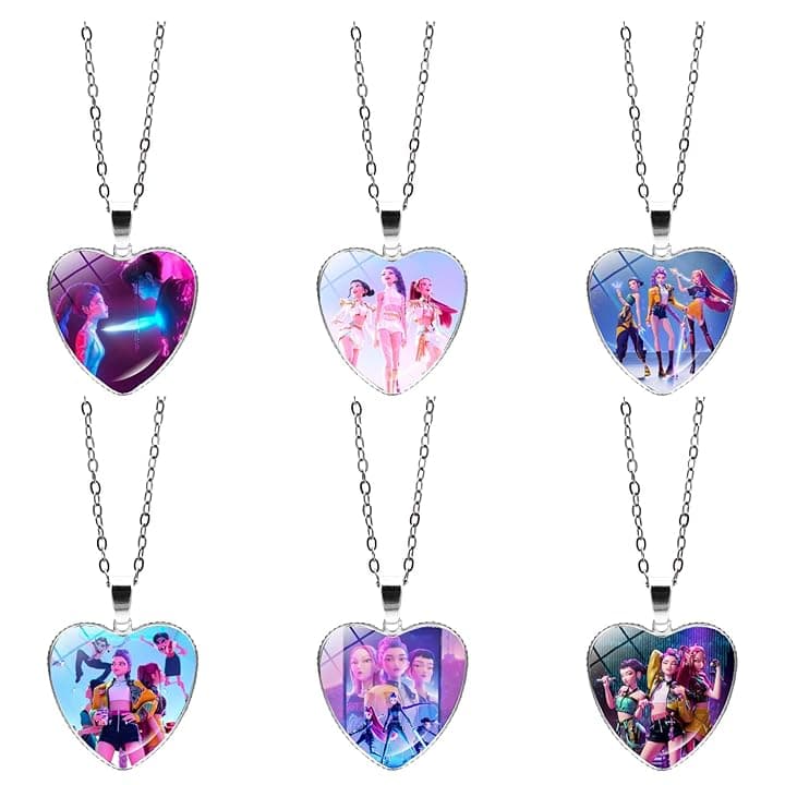 TCRZHHRX Set da 6 Collane a Cuore K-Pop Anime Demons Hunters - Collana Amicizia Ciondoli Regolabili 50 cm - Gioielli e Accessori Cartoni Animati - Regalo di Tendenza per Bambini e Adolescenti