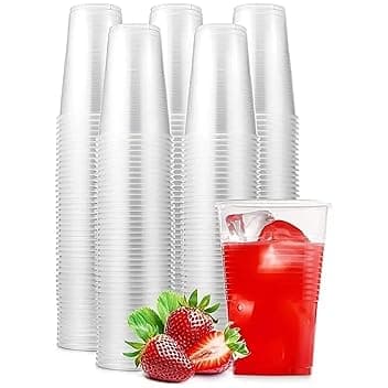 Hermes Shop - 1000 Bicchieri Plastica Trasparenti 200 ml Usa e Getta - Per Acqua e altre Bevande - (10 conf. da 100 Pezzi)