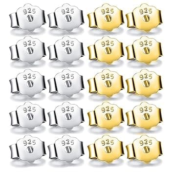 KQOZG KQOZG 20 Pezzi Ferma Orecchini Anallergici in Argento 925, Chiusure Orecchini Farfalline per Orecchini, Stopper Orecchini (2 Colori)
