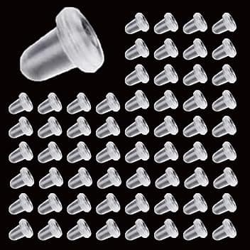 zoerbufan zoerbufan 200 Pezzi Chiusure per Orecchini Universale, Ferma Orecchini in Silicone Trasparenti per Orecchini Gioielli DIY(4 * 5mm)