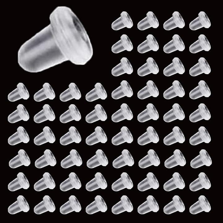 zoerbufan zoerbufan 200 Pezzi Chiusure per Orecchini Universale, Ferma Orecchini in Silicone Trasparenti per Orecchini Gioielli DIY(4 * 5mm)