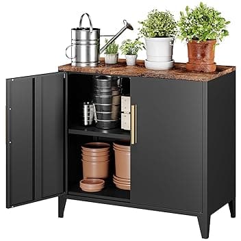 Armadio in metallo, mobili da esterno, credenza in metallo, da cucina, da balcone, da giardino, da corridoio, ripiano regolabile, 40 x 80 x 76 cm Recycled Claim Standard Blended