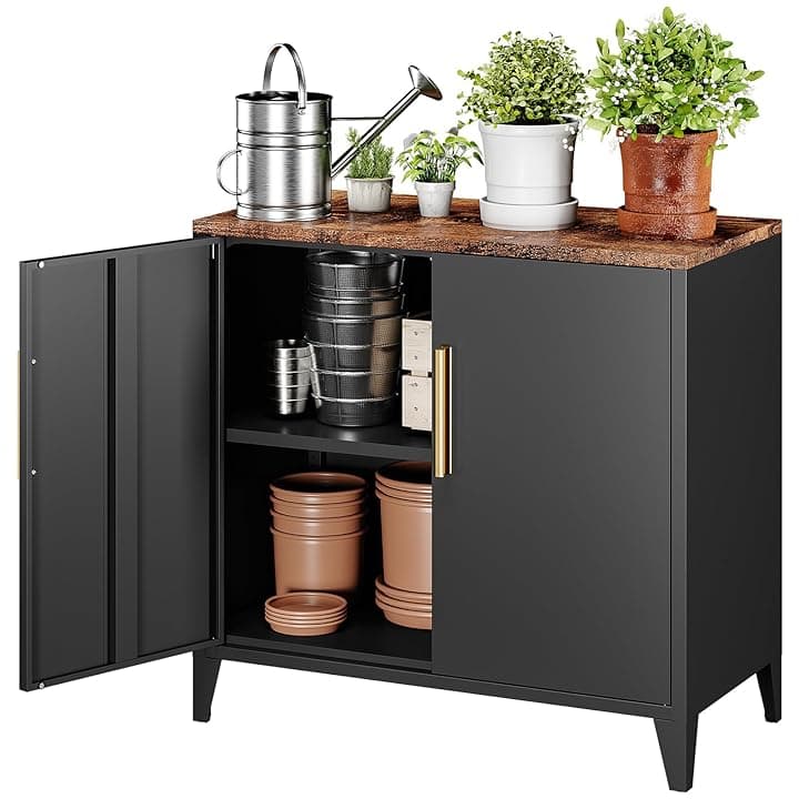 Armadio in metallo, mobili da esterno, credenza in metallo, da cucina, da balcone, da giardino, da corridoio, ripiano regolabile, 40 x 80 x 76 cm Recycled Claim Standard Blended