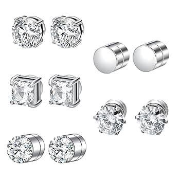 DMNQ 5 Paia Orecchini Magnetici Donna e Uomo - Orecchini Finti Con Calamita 6 Mm