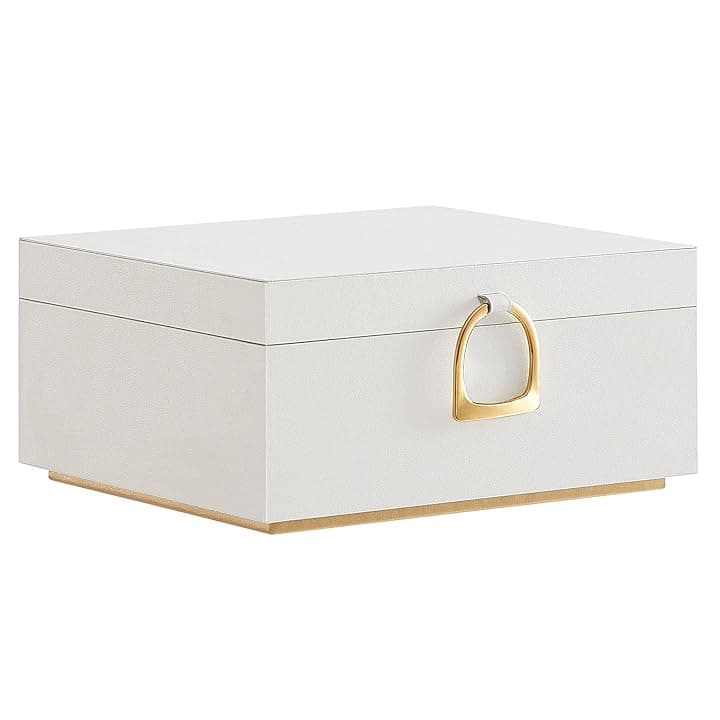 SONGMICS SONGMICS Scatola Portagioie a 2 Livelli, Porta Gioielli con Maniglia, Vassoio Rimovibile, Effetto Fluttuante, 20,5 x 24 x 11 cm, Idea Regalo, Bianco JBC165W01