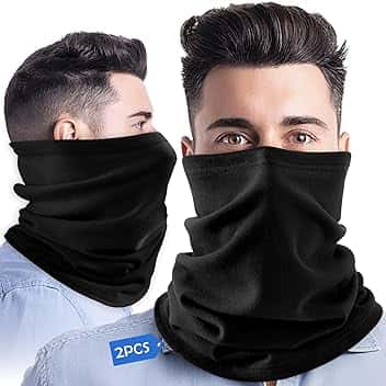 2-Pack Neck Gaiter Face Cover Scarf Sciarpe Collo - Nero - Cotone Traspirante, Antivento & UV 50+ - Passamontagna per Ciclismo, Escursionismo, Festival (Taglia Unica, Tutte le Stagioni)
