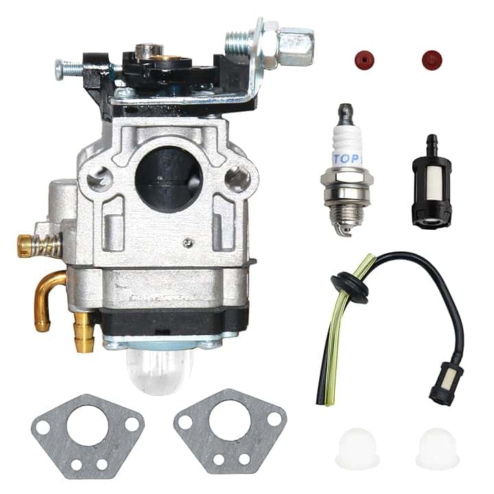 Carburatore per Decespugliatore da 52cc 49cc 43cc, Kit per Carburatore per Motore, Ricambi Decespugliatore con Guarnizione, Tubo, Candela e Filtro Benzina per Tosaerba Decespugliatori Motoseghe