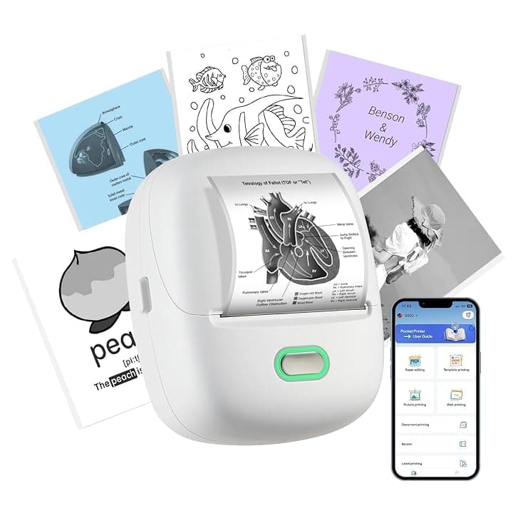 ORGSTA S002 Etichettatrice Bluetooth Portatile Mini Autoadesive Stampante Etichette Adesive 300 Dpi per Ufficio, Scuola, negozio Compatibile con iOS e Android Giocattolo Regalo di Compleanno e Natale