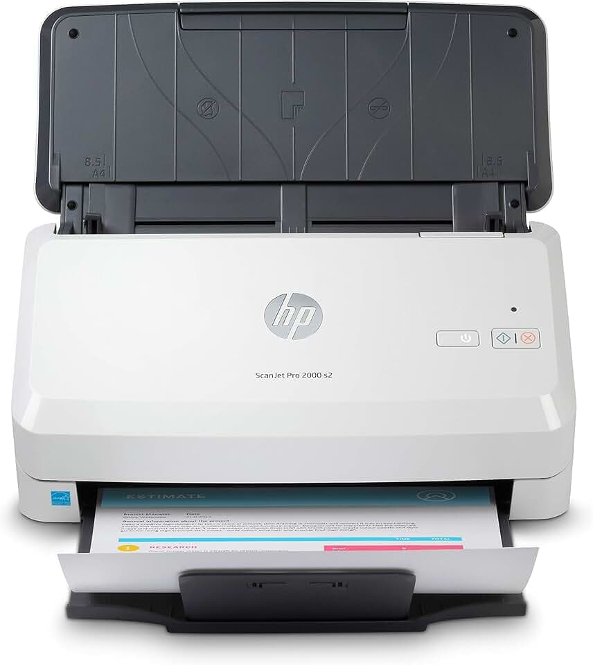 HP ScanJet Pro 2000 s2 6FW06A, Scansione fronte e retro in un solo passaggio, 35 ppm e 70 ipm, Professionale per Documenti e Immagini, Compatto, piccolo e sottile, HP Scan, Bianco
