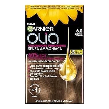 Garnier Olia Tinta Capelli Senza Ammoniaca, Copre il 100% dei Capelli Bianchi, Castano Chiaro
