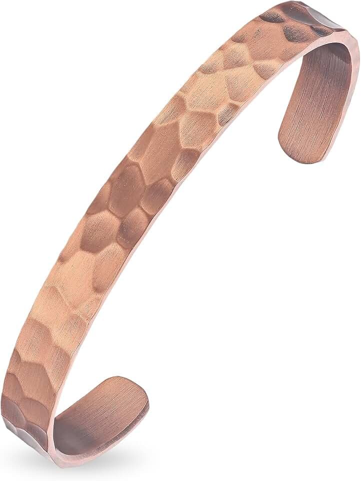 MagEnergy Bracciale in rame puro per uomo e donna – Bracciale vintage martellato, 100% rame massiccio, grezzo e non rivestito, fatto a mano