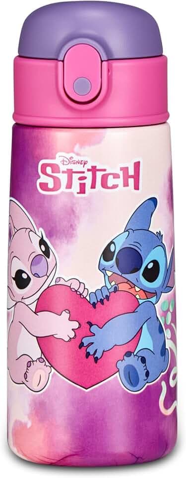 Seven Borraccia Kid Stitch, Lilla, 460 ml, Acciaio Inox, BPA free, Ermetica, Caldo 12h/freddo 24 h, A prova di perdite, Riutilizzabile, Scuola, Sport, Viaggio, Bambina, Idea regalo