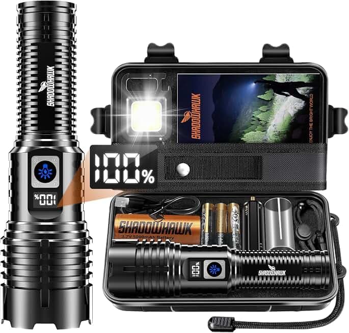 Shadowhawk Torcia LED Potente Professionale Ricaricabile 1000000 Lumens