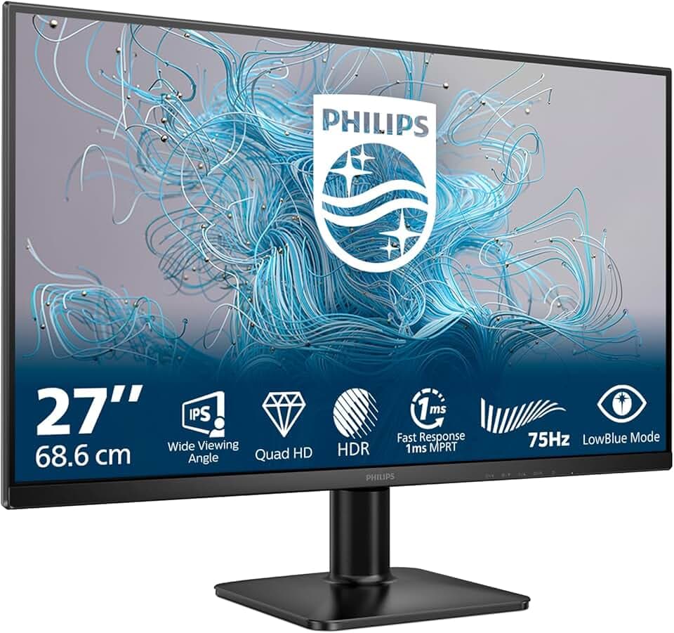 Philips 27E2N1500L 1000 Series LED-Monitor 68.6 cm (27") - 2560 x 1440 QHD @ 75 Hz - IPS - 1000:1 - HDR10-4 ms - HDMI, DisplayPort - Schwarz (27E2N1500L/00) Etichetta Energetica