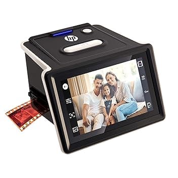 HP FilmScan Touch Screen Scanner per Pellicole e Diapositive con Schermo LCD da 5”, Converte Rapidamente Negativi e Diapositive in Foto JPEG Digitali da 22MP, Compatibile con Pellicole 135, 126 e 110