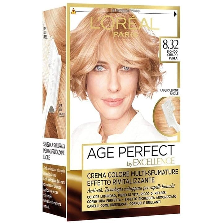 L'Oréal Paris Excellence Age Perfect Crema Colore Effetto Rivitalizzante, 8.32 Biondo Chiaro Perla